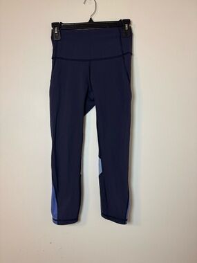 Lululemon Navy Mesh Panel Crop Leggings Size 4 High Rise